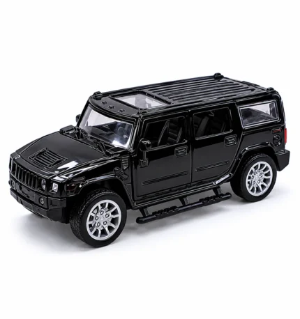 Hummer Die-Cast Metal Toy Car for Kids | Pull Back Action | Opening Doors | Black SUV Model Vehicle | 1:32 Scale