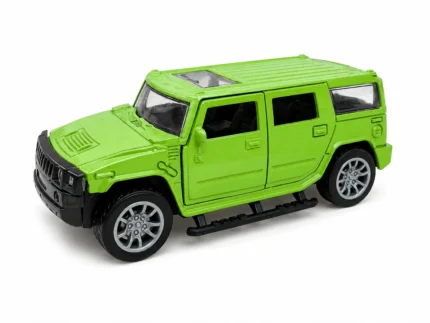 Hummer Die-Cast Metal Toy Car for Kids | Pull Back Action | Opening Doors | Green SUV Model Vehicle | 1:32 Scale
