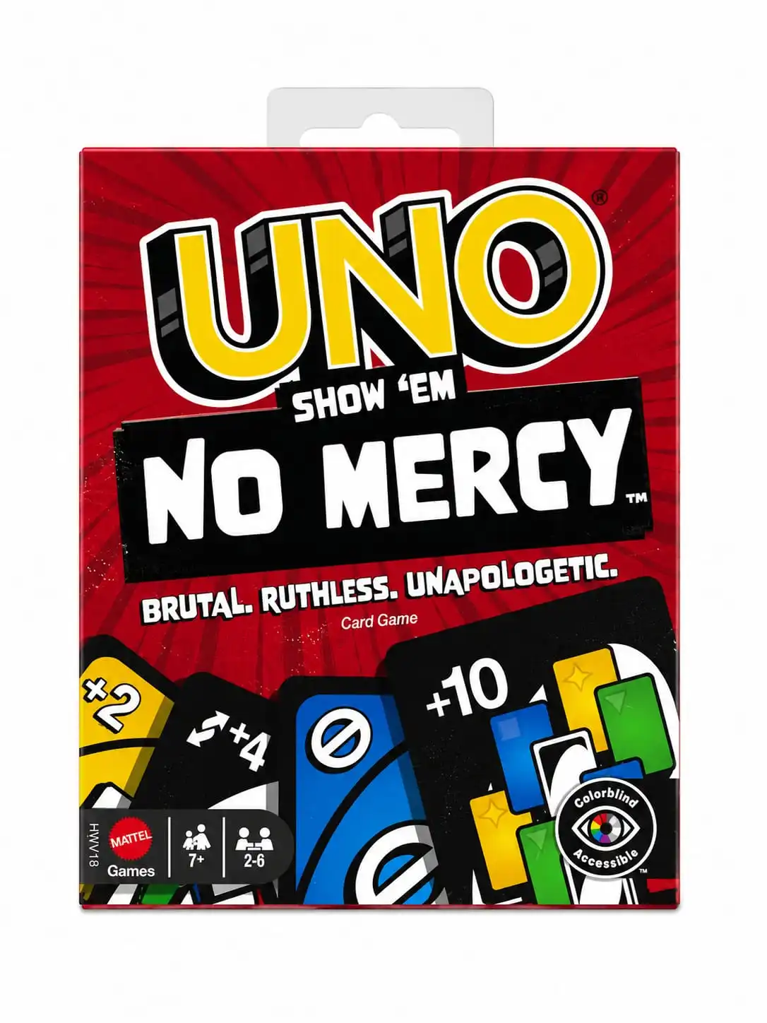 1000995020 UNO Show ‘em No Mercy Card Game for Kids, Adults & Family Parties and Travel with Extra Cards, Special Rules and Tougher Penalties. - Image 1