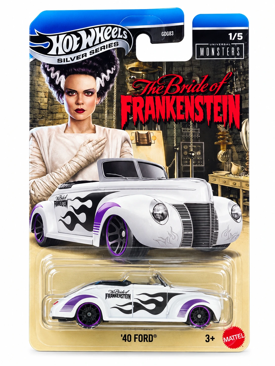 1001016057 Hot Wheels Silver Series The Bride of Frankenstein ’40 Ford Die-Cast Toy Car - Image 1